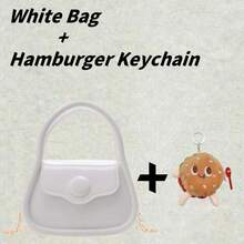 Magnetic Snap Closure Messenger Small Jelly Shoulder Bag For Women Fashion  Candy Color Square Bag Satchel Ladies Daily Outdoor Purses Handbag With Hamburger Keychain