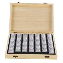 100pcs Coin Capsules Storage Box With Wooden Case Holders Collection Display Box - Wood - View 3