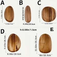 1 件创意不对称形状木制早餐托盘，多功能木制水果盘，用于盛放食物、小吃、饮料、寿司、牛排、披萨、甜点、蛋糕、面包、珠宝、茶杯，适合露营、酒吧、咖啡派对，带有竹子装饰的奶酪板，非常适合节日聚会或自助餐，厨房用品 - 黃色 - 查看 10