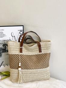 Bolso de mano con flecos y degradado de color, bolso de playa para vacaciones