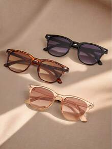 3 副青少年时尚复古米色指甲时尚眼镜时尚遮光时尚眼镜 - 彩色 - 查看 2
