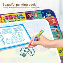 Tecforood Pizarra de dibujo mágica de acuarela - Dinosaurio, animal, tema reutilizable, suministros de arte lavables, paño absorbente y bolígrafo mágico de agua, juguete interactivo padres-hijos, regalo de cumpleaños creativo, ilustración de dinosaurio, material antiadherente, juguete interactivo
