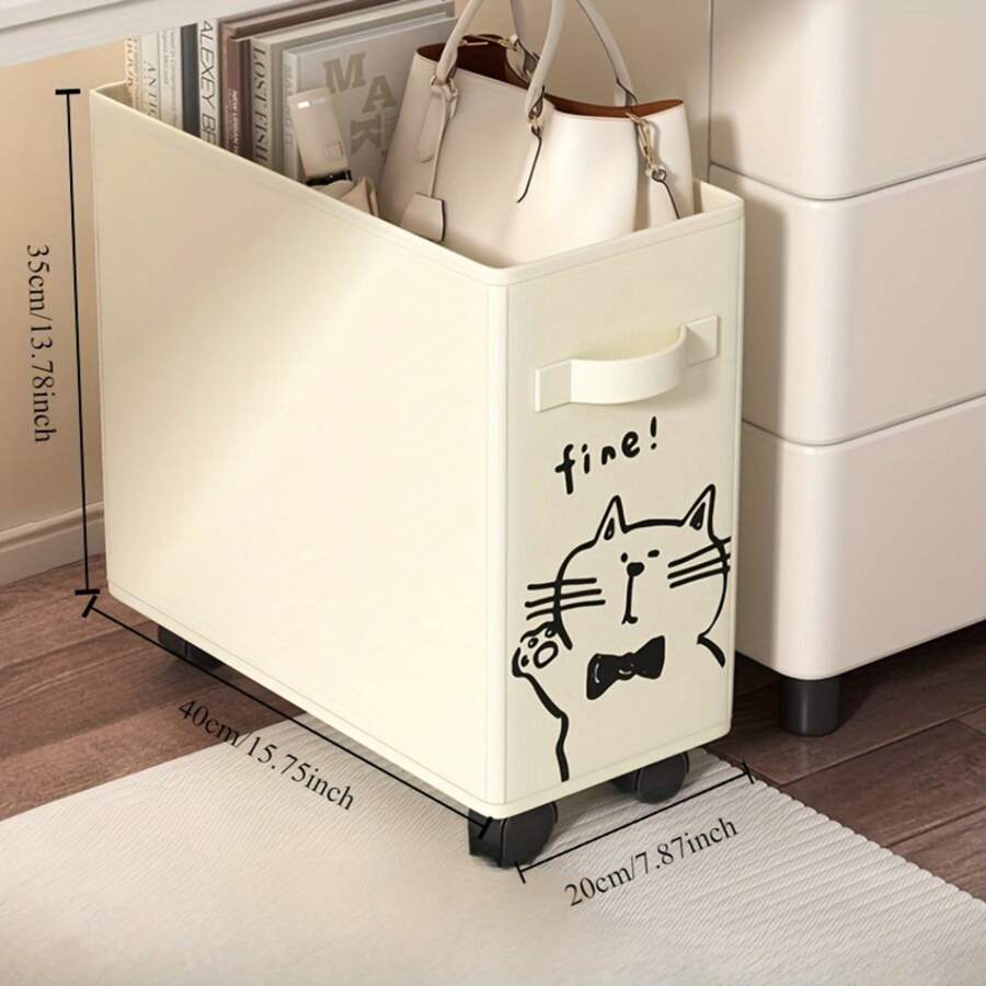 Panier de rangement mobile sous le bureau - panier de rangement multifonctionnel, essentiel pour l'organisation d'un bureau mobile, avec un motif mignon de chat - organisateur sous la table avec roulettes, panier en plastique pour fournitures de bureau pour la maison, l'espace de travail et l'école, pour la rentrée des classes