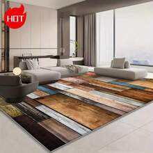 A Large Area Rug/Camping Blanket Suitable For Courtyard/Indoor Use, Featuring A Personalized Retro Wood Plank Pattern In Pastoral Style. Made Of High-Density Material With Non-Slip Bottom Particles, Colorfast, Abrasion-Resistant, And Highly Absorbent. Back To School