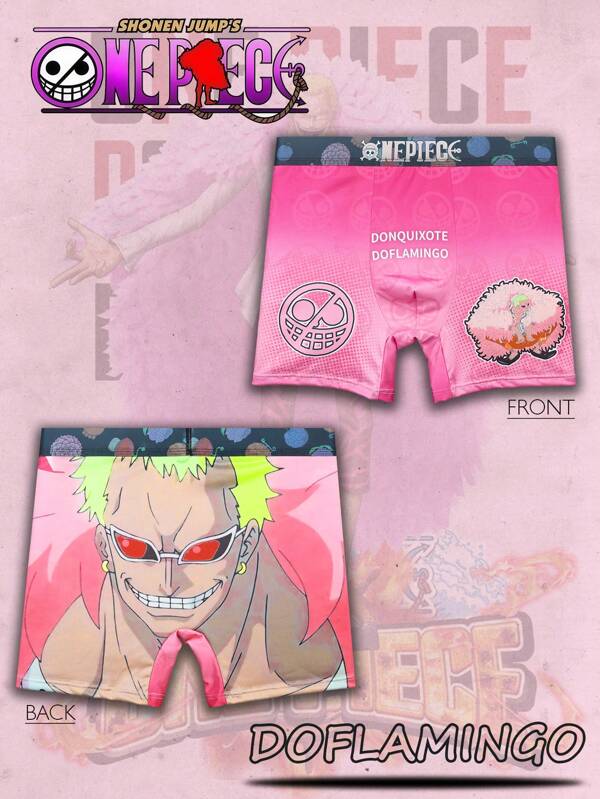 bandai 1 pièce slip homme imprimé avec le personnage "Joker" du manga One Piece, Donquixote Doflamingo. Doublure douce et confortable, convient pour 1 pièce port quotidien et le sommeil.