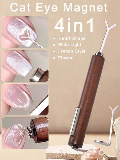 2个装四合一强力猫眼凝胶美甲磁铁，多功能UV凝胶指甲油花朵美甲工具磁性棒，适用于家庭美甲沙龙DIY，美甲用品，美甲工具，美甲工具，返校季，美甲，美甲工具，按压式美甲片