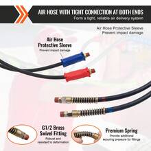 12FT Semi Truck Air Lines Kit, 3-In-1 Air Hoses & ABS Power Line For Semi Truck Trailer Tractor, 7-Way Plug Electrical Cord Cable And Rubber Air Lines Hose Assembly Kit With Hook &  Tape - Black - View 3