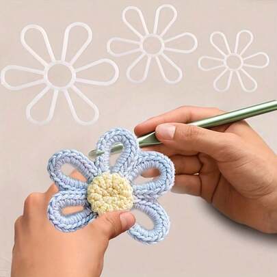 10pcs DIY Weaving Template Six-Petal Flower Weaving Plastic Accessories, Suitable For Clothing, DIY Bags And Cushions, Handicrafts, Personalized Gifts, Crochet, Adult Crafts, Sewing, Sewing Fabrics, Sewing Accessories, DIY, Crochet, Craft Set