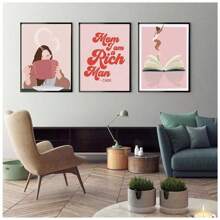 1 Pieza Póster de impresión en lienzo HD de una chica leyendo un libro, arte de pared moderno y simple, opcional con marco, para decoración del hogar, sala de estar o dormitorio