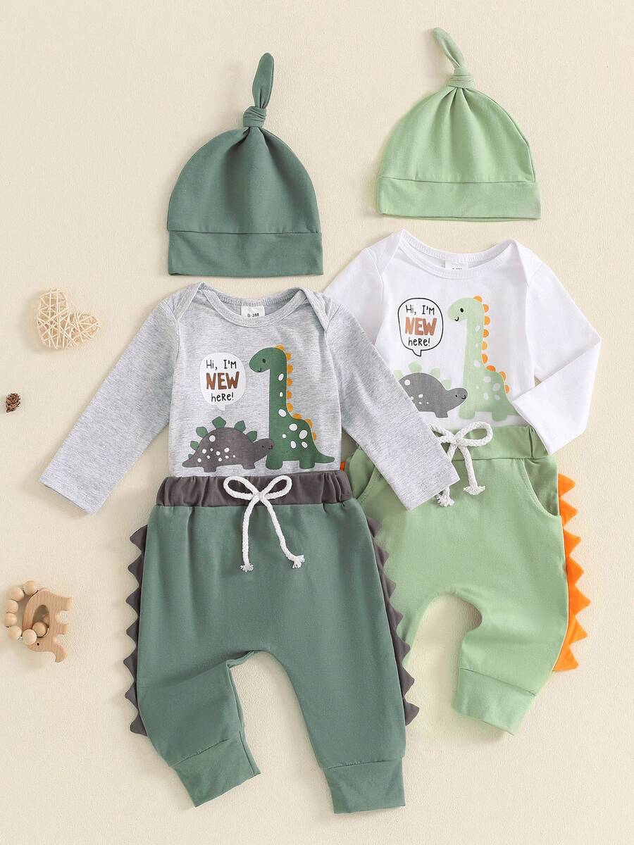 Hi I'm New Here Newborn Outfit Baby Boy Going Home Hospital Clothes Letter Romper Pants Infant Clothing Set - White - View 1