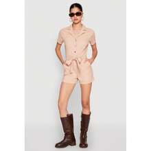 Haute Monde Tie Waist Belted Romper - Multicolor - View 2