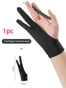 Finego 1/2/3 piezas Guante de dibujo de artista, guantes de pintura de dedos, guantes de mano derecha e izquierda para tableta gráfica de arte digital, iPad, dos dedos con elasticidad suave y transpirable para lápiz óptico, lápiz, boceto, pintura, útiles de oficina y escuela, suministros de pintura y dibujo, guantes de dibujo, regalos creativos, regreso a la escuela, útiles escolares