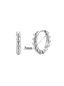 2Pcs Simple Fashion Small Round Bead Hoop Earrings For Women Men Vintage Gold Silver Color Copper Metal Huggie Earrings Female Punk Minimalist Jewelry Accessory