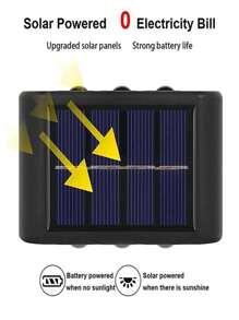 1/4/8pcs Set 6 LED Solar Powered Wall Lights, Magnifying Lens Spotlight For Outdoor Garden Fence, IP44 Household LED Landscape Lighting, Suitable For Outdoor, Yard, Villa, Fence, Patio, Garden