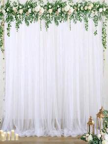 1 peça/2 peças Tule para Drapeado de Arco de Casamento Branco, Tecido de Drapeado para Arco de Casamento, Cortinas de Teto para Decoração de Cerimônia de Casamento, Recepção, Decoração, Melhores Presentes, Decoração de Casamento, Decoração Doméstica, Decoração de Quarto, Decoração de Aniversário, Decoração de Graduação, Decoração de Festa de Despedida de Solteira