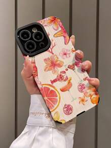 1 pieza Funda de teléfono suave y resistente a los golpes con textura y patrón de vida marina rosa compatible con Apple