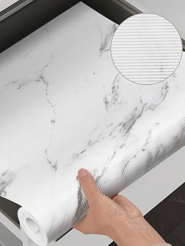 Waterproof Non-Adhesive Marble Pattern Vinyl 1pc Shelf Liner - Non-Slip Washable Cabinet Mat For Kitchen Refrigerator Cupboard Pantry Bathroom - Refrigerator Liner Mats ,Dehumidifier For Home