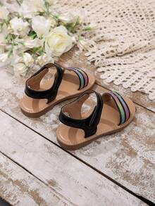 Rose Gold Fashion Beach Sandals For Girls - Black - View 5