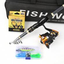 Dunkelgrüner & schwarzer Angel-Set, leichter & robuster Rutenkorpus, einfache Wurfweite, Länge 1,8m/2,1m, komplettes Set mit Angelschnur, Haken, Schwimmern und mehr, geeignet für Anfänger bis Experten