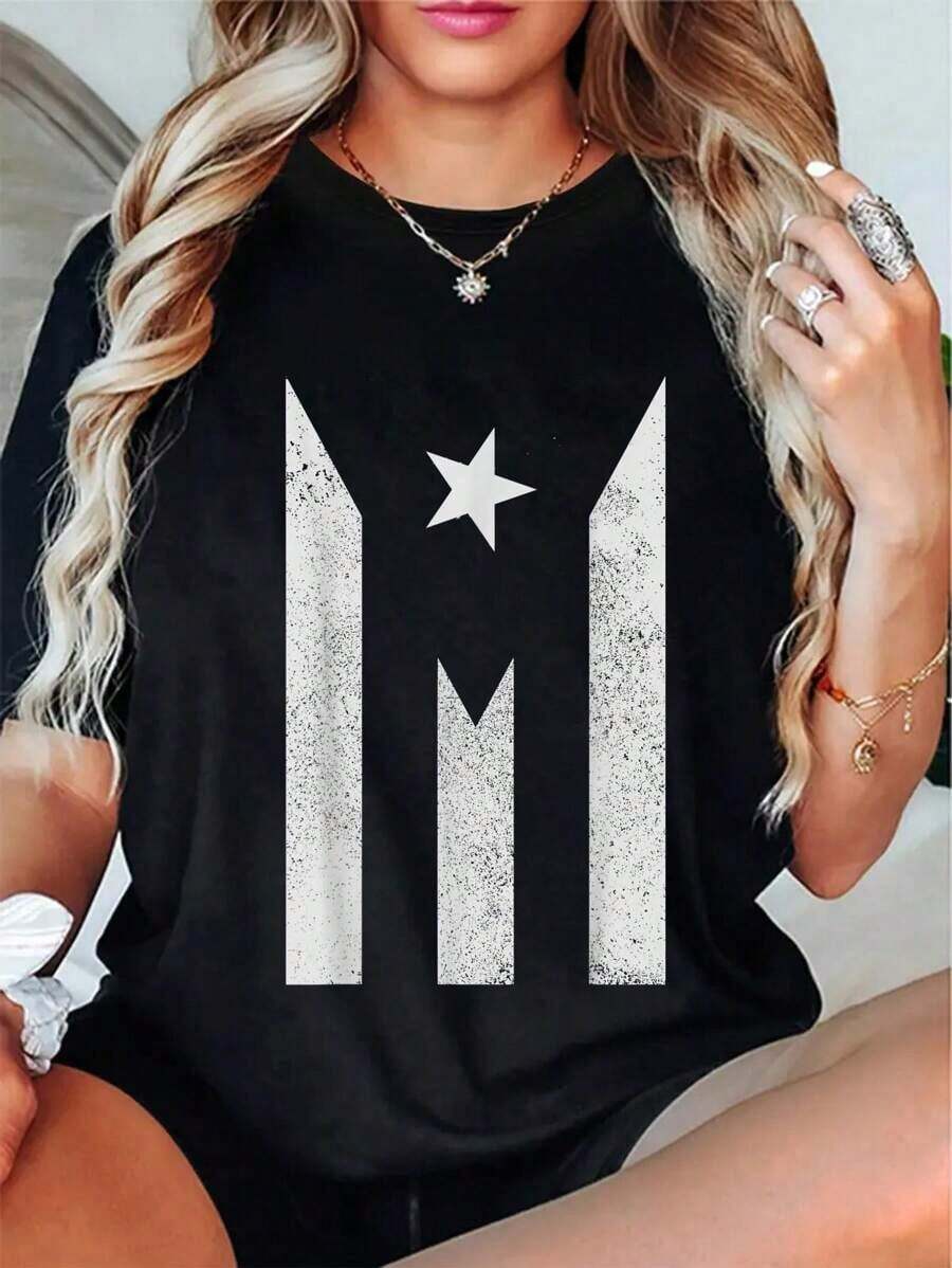 Camiseta suelta y cómoda% algodón Ropa y regalos del Orgullo de Puerto Rico Bandera de Puerto Rico Regalo negro Camiseta de moda para hombres Impresión suelta - Blanco - Ver 1
