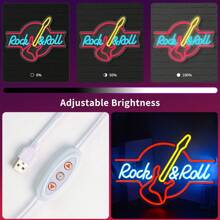 FOMZZE Neon-Licht Gitarren-förmige LED Wanddekoration, USB betriebene Lampe für Musikveranstaltungen, Bar, Heimdekoration - Blau und Gelb Neon-Licht, Musik-Themen Dekoration | Rock Muster | Dekorative LED-Beleuchtung, Gitarren Dekoration