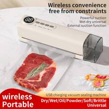 1 pezzo Macchina per sottovuoto senza fili, macchina per confezionamento alimentare domestica, macchina per sottovuoto automatica, accessori per la cucina, mobili per la cucina, macchina per la sigillatura sottovuoto per mantenere la freschezza, adatta per il sottovuoto domestico, incapsulamento di cibo per campeggio, uso domestico interno, campeggio esterno, riutilizzabile, a risparmio energetico