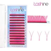 Lashine Lashine 12 Rows YY Shape Hand Woven Premium Synthetic YY Lashes Extensions Color Pink 0.07mm D Mix Soft Natural Colorful Automatic Flowering Premade Fans YY Individual Lashes
