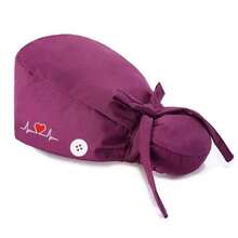 1pc Nurse Cap/Hat With Heart & Electrocardiogram Embroidery Design, Solid Color - Multicolor - View 17