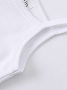 夏季婴儿无袖白色连体衣 - 白色 - 查看 4