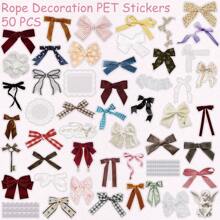 50 Stücke transparente Aufkleber, Schleifen-Aufkleber, Schleifen-Dekorationen, Schleifen-Partydekorationen, ästhetische Aufkleber, Vinyl-Wasserdichte Aufkleber, ästhetische Laptop-Aufkleber-Packung, Skateboard-Aufkleber, Wasserflasche-Aufkleber, Notizbuch-Aufkleber, Schulmaterial, Rückkehr zur Schule