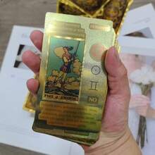 1 Lá bài Tarot bằng nhôm vàng, Thẻ trò chơi trên bàn bằng nhựa chống thấm nước in nóng, Thẻ bài Tarot cho người mới bắt đầu, 78 lá bài Tarot cổ điển với ý nghĩa phong phú, Kích thước 4,72x2,76 inch, Quà tặng lý tưởng cho trẻ từ 14 tuổi trở lên, Chất liệu chính là PET, Bộ bài Tarot hoàn chỉnh bằng nhôm vàng, Thẻ bài Tarot bền, Bộ bài Tarot độc đáo bằng vàng vàng, Trò chơi bói toán, Halloween, Giáng sinh, Phục sinh, Hàng hóa ngày lễ - Vàng - Xem 7