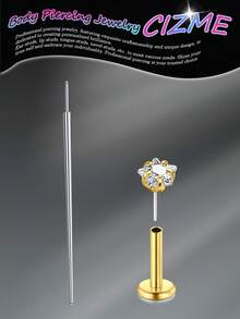 CIZME 2PCS 16G/18G/20G Threadless Push In Nose Studs Stainless Steel Labret Piercing Jewelry For Tragus Monroe Lip Helix Cartilage Earrings Studs For Women Men, Threadless Nose Studs CZ Nose Rings For Women Stainless Steel Labret Studs Lip Rings Push In Flat Back Stud Earrings CZ Nose Nostril Tragus Helix Piercing Jewelry Hypoallergenic - Gold - View 30