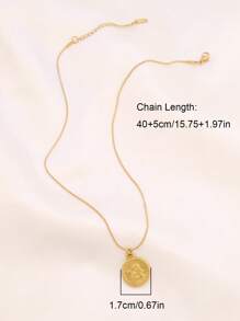 1pc Stainless Steel Angel Pendant Necklace For Women Fashion Exquisite 18K Gold Plated Coin Charms Chain Necklaces Jewelry