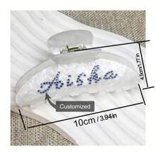 1 Peça Presilha de Cabelo com Strass Personalizável de Face Única - Acessório de Cabelo Retangular Personalizado, Presilha de Cabelo com Strass Elegante para Mulheres, Presente de Princesa (Médio, 3 Cores: Branco, Rosa Claro, Rosa), Presilha de Cabelo Decorativa