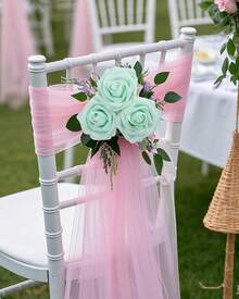25Pcs Artificial Roses Flowers Fake Roses With Stems Real Touch Foam Flowers For DIY Wedding Bouquet Baby Shower Centerpiece Floral Arrangement Party Home Decor(Dark Red) - Mint Green - View 9