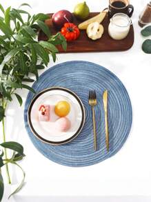 1 Pc/4 Pcs/8 Pcs Round Woven Cup Coasters (18cm)/Placemats (36cm), Home-Use Round Anti-Dirty Heat-Insulated Placemats, Practical Anti-Scald Mats For Weddings And Events, Washable Kitchen Table Pads, Suitable For Family Gatherings, Weddings, Parties And Daily Home Dining, Blue Color