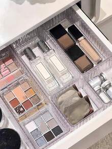 1pc/4pcs/7pcs Acrylic Makeup Drawer Organizer Set, Multi-Size Combination Storage Boxes, Suitable For Cosmetics, Skincare, Office Supplies, Desktop Accessories, Portable Design, Jewelry Tray, Desk Tidy, Room Decor, Home Decor - Transparent - View 2