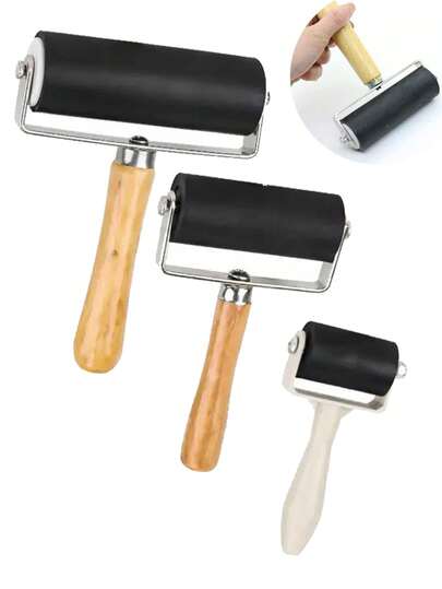 DIY Art Pressure Roller, Multi-Size Selection Professional Handmade Art Printing Tools For Linoleum Printing, Imprinting, Wallpapers And Crafts Tools