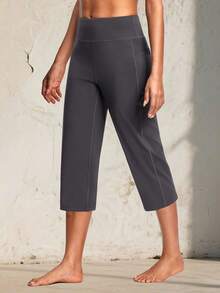 Women's 21" Yoga Capri Pants Straight Leg High Waisted Capri Comfy Pants With Pockets Yoga Workout Casual - 深灰色 - 查看 1
