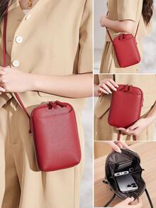 MIYIN Women's Casual PU Zip Around Wallet & Mobile Phone Bag For Daily Minimalist Solid Color Crossbody Bag With Double Zipper & Adjustable Strap Litchi Embossed Vertical Wallet With Card Slots & Front Pocket & Keychain For Credit Card/ ID Card/ / Cash/Cell Phone/Bank Card/Key For Lady & White-Collar Workers Shopping Travel Commute Office Work Phone Phone Pouch (Wine Red) For Women Wallet Purse Wallet