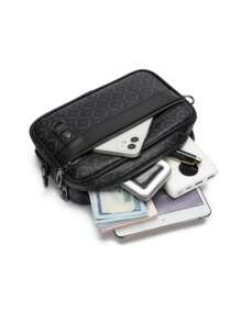 Bolso de embrague de hombre clásico de PU, con patrón vintage de flores antiguas, diseño de múltiples bolsillos, bolso de hombro/bandolera de gran capacidad para negocios, cartera de muñeca para oficina y uso diario