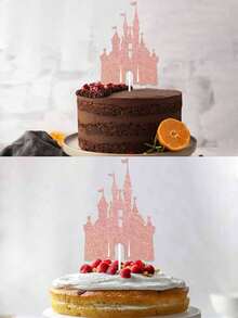 1pc Castle Cake Topper, Castle Theme Birthday Party Decoration, Pink Gold Princess Castle Birthday Party Decoration, Princess Babyshower Birthday Party Decoration Supplies,Wedding Cake Decoration, Blue Silver Castle Suitable For Ice And Snow Theme Cake Decoration (Four Colors) - Multicolor - View 3