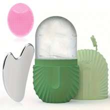 1pc/3pcs Ice Face Roller & Face Scrubber Facial Cleansing Brush & 304 Stainless Steel Gua Sha Tool Set, Skin Care Tool Beauty Set Face Massage Tool Roller Lifting Contouring Tool Reusable Face Wash Brush For Deep Cleaning Skin Care Set