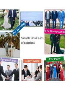 I FineLong 两件套男士商务西装套装，夹克和裤子，带口袋，未开封