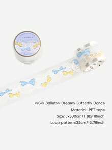 Dear Lover 缎面芭蕾系列 PET 计划胶带，可爱蝴蝶结丝带蕾丝贴纸，遮蔽胶带计划器 DIY 贴纸材料学校用品，返校