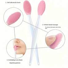4 Stücke Silikon Lippen- und Nasenreinigungsbürsten | Doppelseitige Exfoliations-Gesichtspflegewerkzeuge für Mitesserentfernung - hautfreundlich, waschbar, farbige Griffe