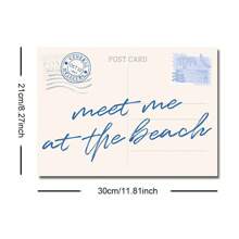 1pc Unframed Meet Me At The Beach Post Card Wall Art Poster Canvas Print Minimalist Summer Coastal Granddaughter Beachy Aesthetic Decor Painting For Apartment,Living Room,Bedroom,Modern Home Decoration