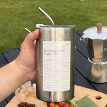 1 Edelstahl Kaffeebecher mit Strohhalm, 600ml vakuumisolierter Becher, auslaufsicherer Reisebecher, doppelwandige Konstruktion, spülmaschinenfest, geeignet für alle Arten von Getränken - perfekt für Thanksgiving, Halloween, Ostern, Kaffee jederzeit und überall, Kaffee Reisebecher