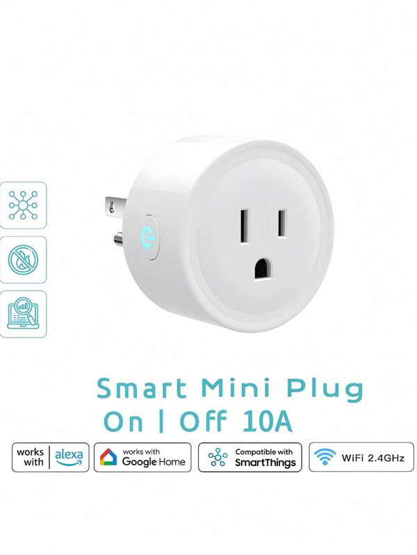 WiFi Smart Plug, Smart Plugs That Work With Alexa And Home, Compatible With SmartThings, Smart Outlet With WiFi Remote Control And Timer Function, 2.4GHz Wi-Fi Only