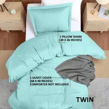 Bedding Duvet Cover Queen Size - 3 Piece With Zipper Closure - 1 Comforter Cover 90X90 Inches & 2 Pillow Shams 20X26 Inches (White) Comforter Not Included - Spa Blue - View 2